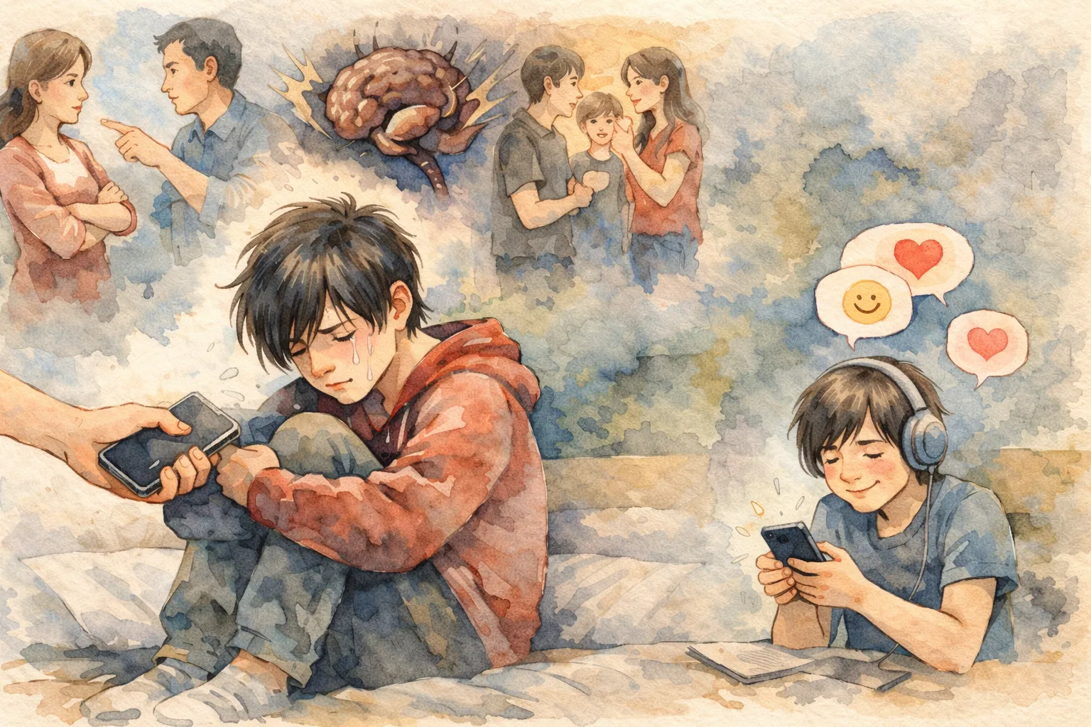 青少年低頭使用手機展現孤獨感與社交焦慮背後的心理需求