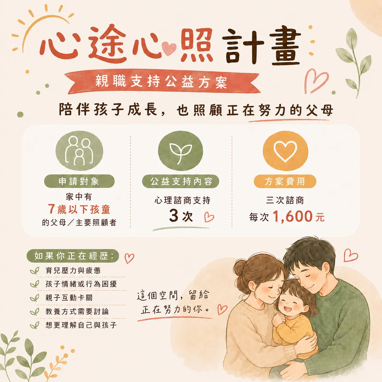 桃園親子心理諮商推薦-心途心理諮商所心照計畫-解決育兒崩潰與小孩講不聽的親職支持方案
