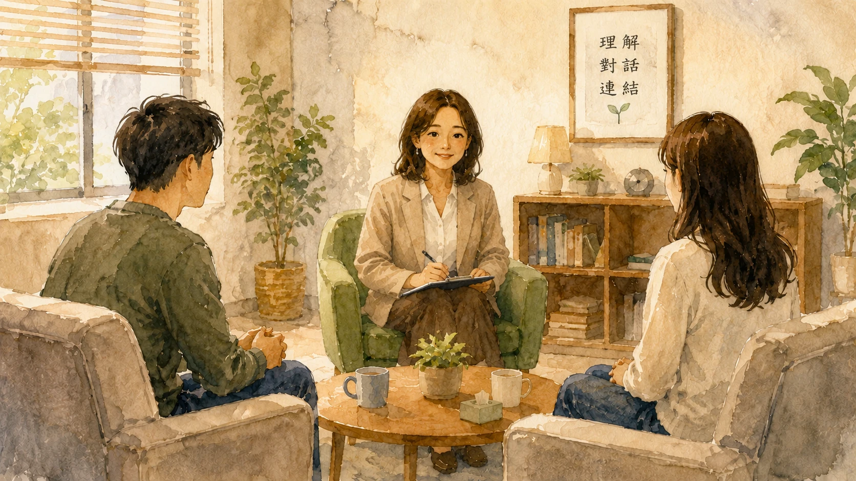 桃園伴侶諮商示意圖,心理師陪伴伴侶重新對話與理解