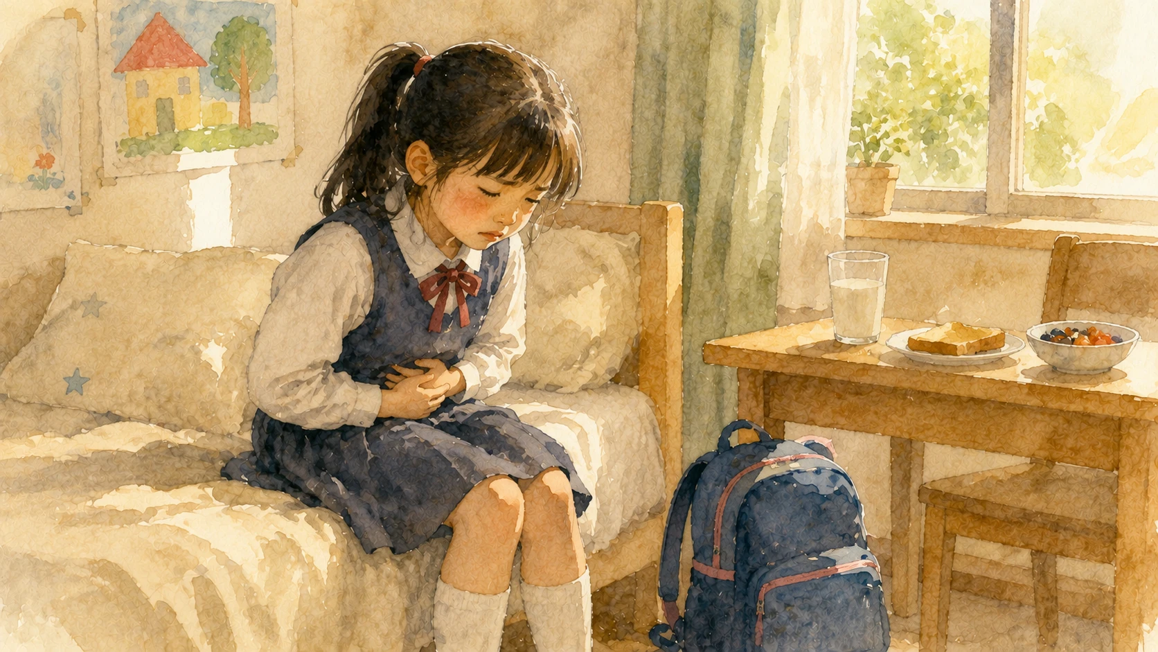 孩子上學前肚子痛，兒童焦慮身體化症狀示意圖，桃園心途心理諮商所