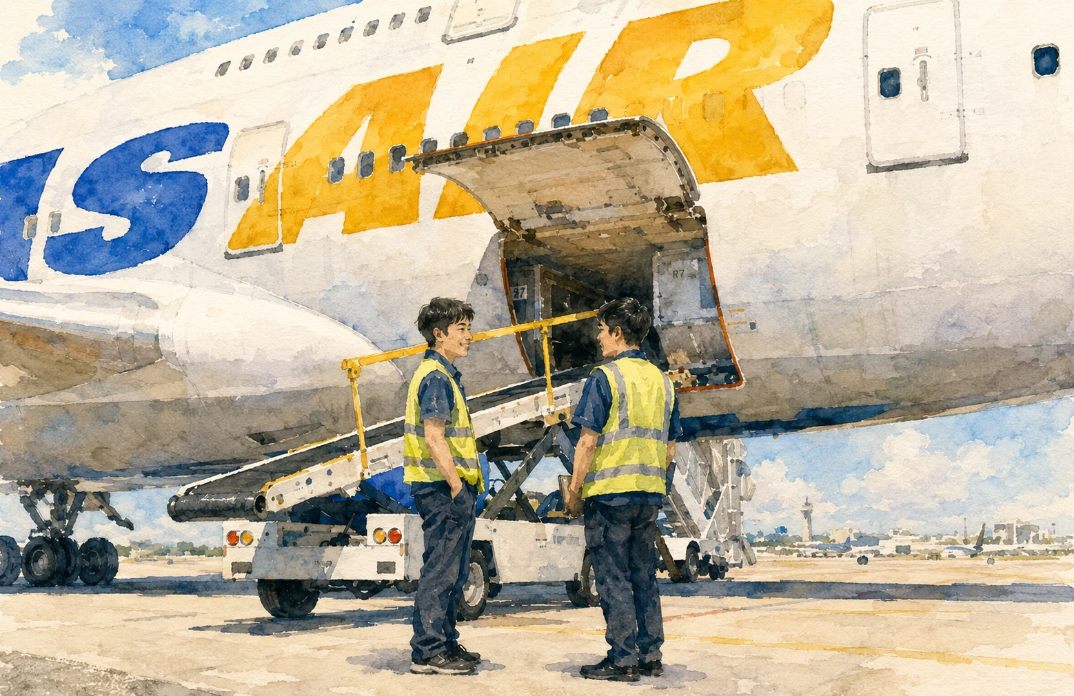 Atlas Air 飛機於藍天穩定翱翔，象徵高壓航空業所需的心理韌性支持
