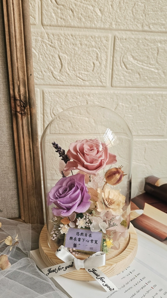 柔光相伴-永生玫瑰玻璃花盅