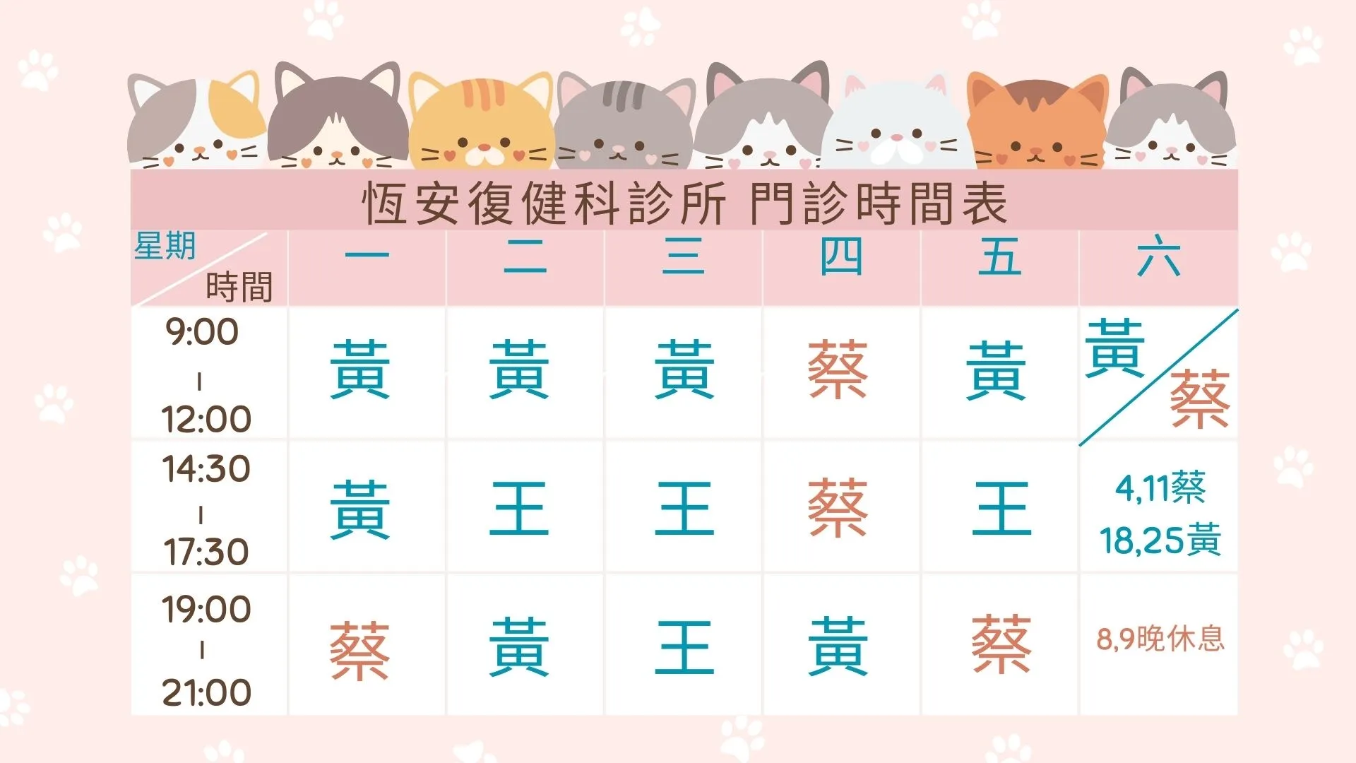 恆安復健科診所最新門診