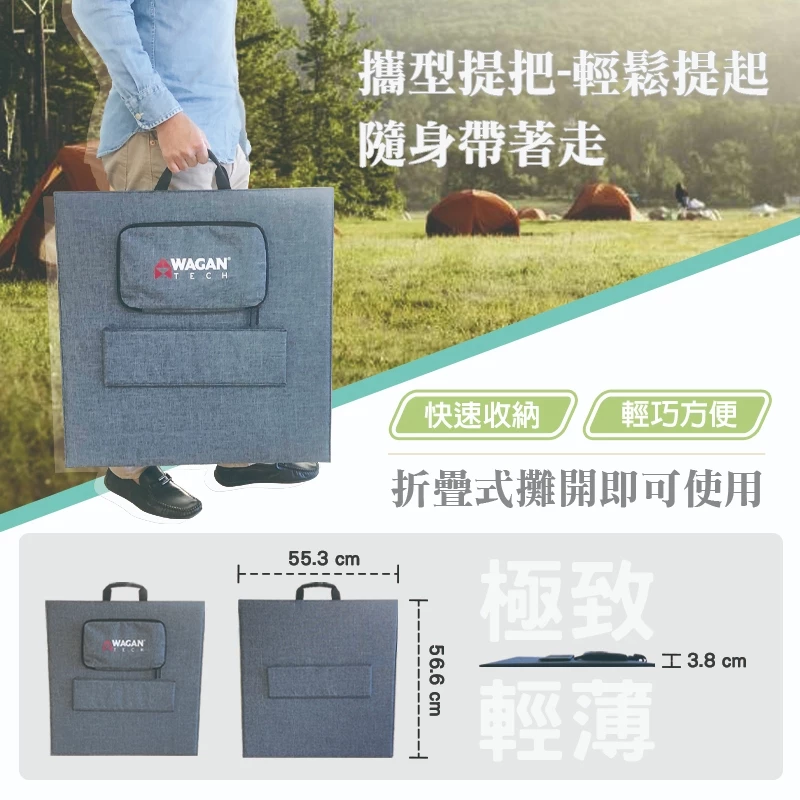 美國WAGAN 摺疊太陽能板 (8213) 太陽能充電板 太陽能 太陽能板 100W摺疊便攜 高校轉換率 2年保固