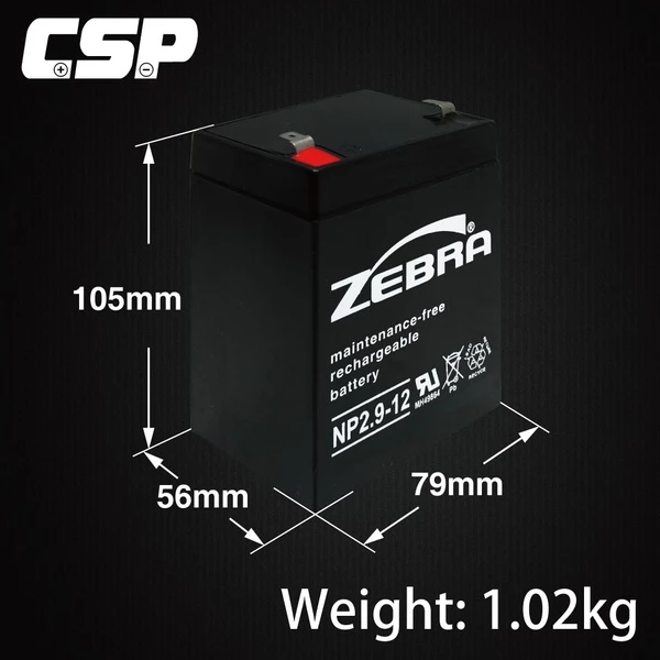【ZEBRA斑馬】NP2.9-12 (12V2.9Ah) 鉛酸電瓶 擴音喇叭 擴音器 擴音機 大聲公 喊話器 揚聲器電池