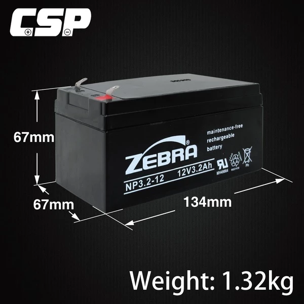 【ZEBRA斑馬】NP3.2-12 (12V3.2Ah) 同 WP3-12 UPS不斷電 醫療設備 電梯 儀器 消防電池