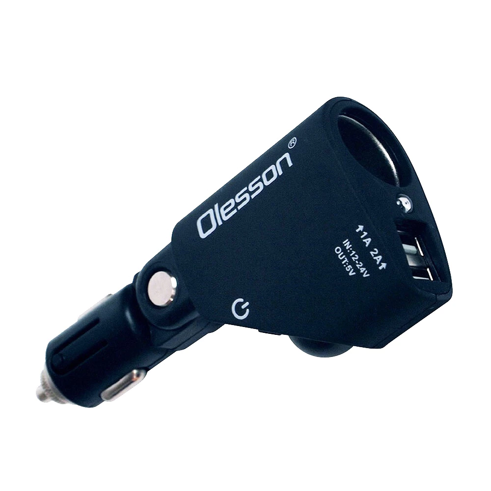 多角度可彎曲單孔雙USB插座(1351) /車用插座/點菸器插座/雙USB/LED/車充