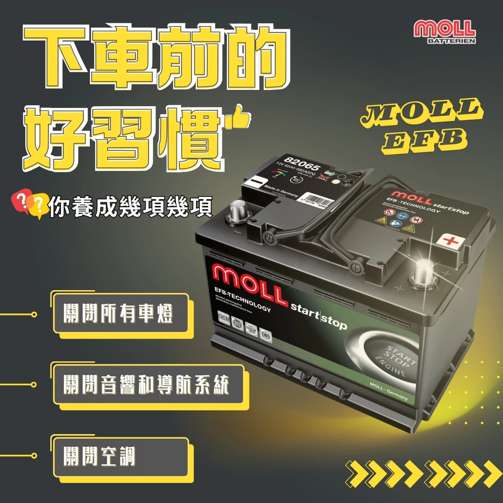 MOLL 82075 Start-Stop EFB電瓶 高性能 12V 75AH 760CCA 免加水汽車電池 德國製