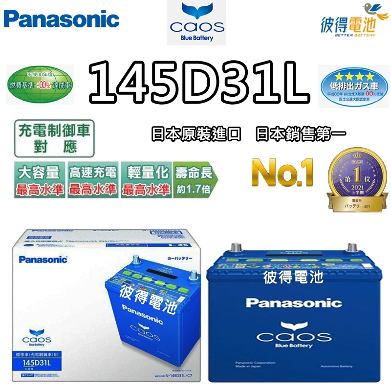 日本國際牌Panasonic 145D31L CAOS 充電制御電瓶 銀合金免保養 125D31L加強版日本製造