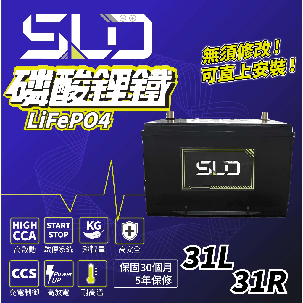 SLD 磷酸鋰鐵電池 31L/31R 汽車電瓶 鋰鐵電瓶 怠速熄火 CX5柴油 山土匪 Tucso 保固30個月