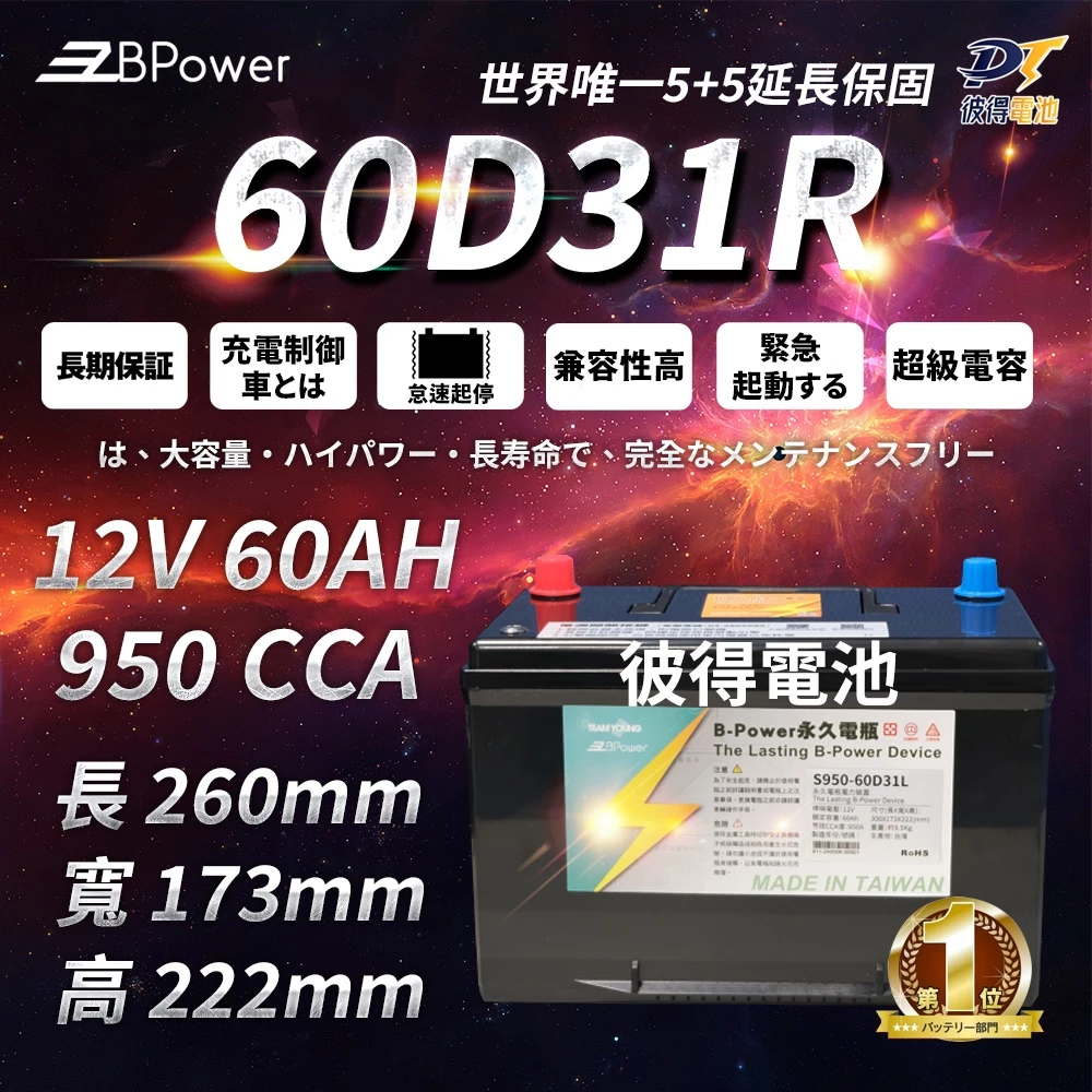 BPower 永久電瓶 60D31R 超級電容 鋰鐵電池 日規電池 怠速熄火可安裝 12年保固