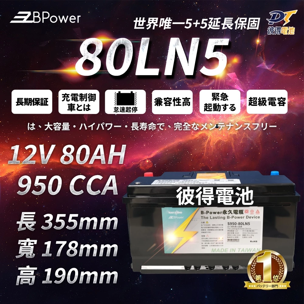 BPower 永久電瓶 80LN5 超級電容 鋰鐵電池 歐規電池 怠速熄火可安裝 12年保固