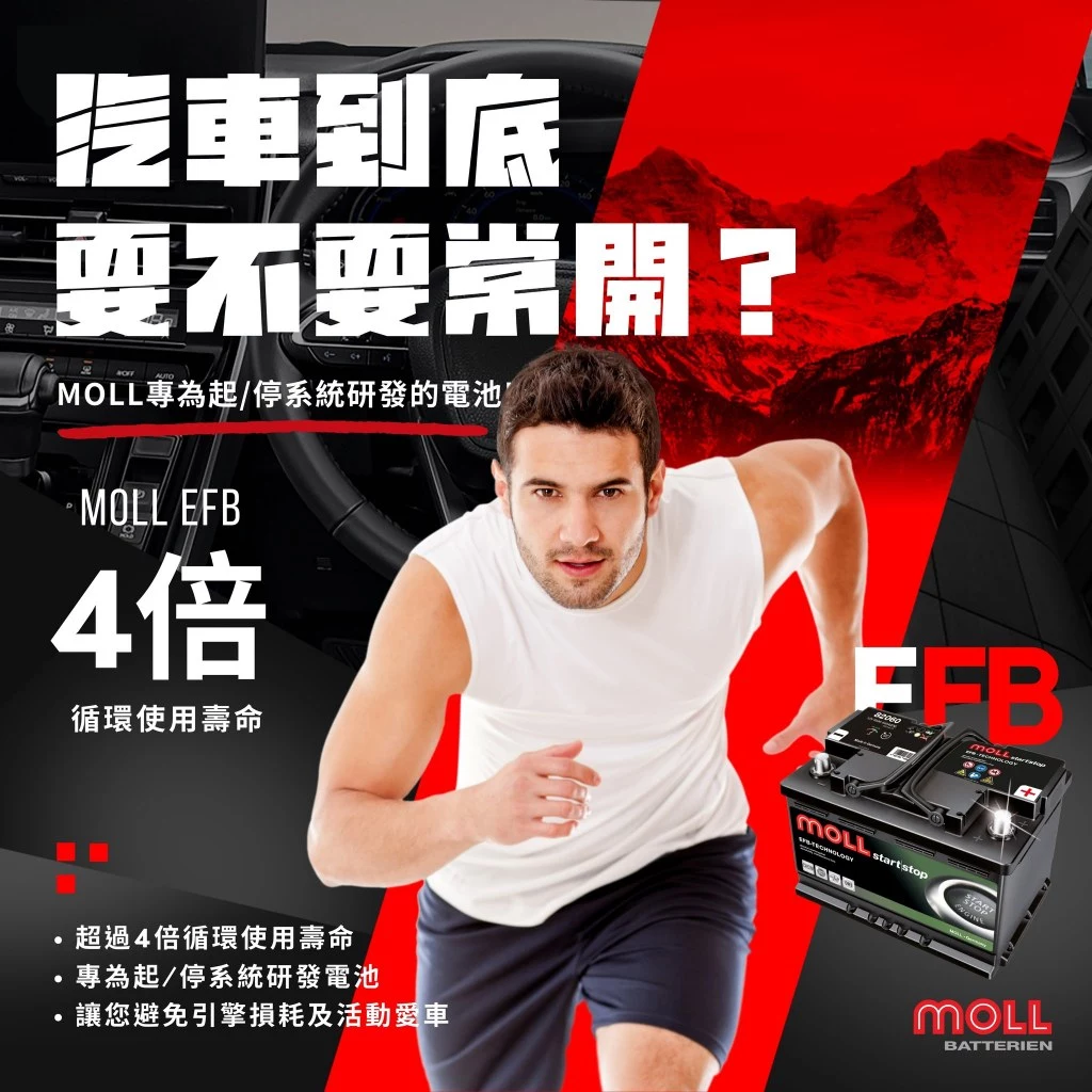 MOLL 82060 Start-Stop EFB電瓶 高性能 12V 60AH 640CCA 免加水汽車電池 德國製