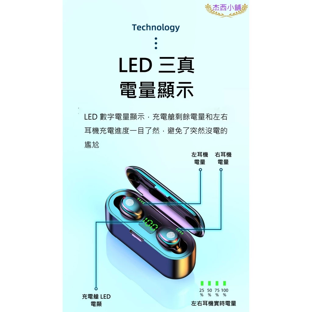 Amoi夏新【尊享版】F9 無線藍芽耳機 藍牙5.0 智能觸控 自動配動 蘋果、安卓適用 運動耳機