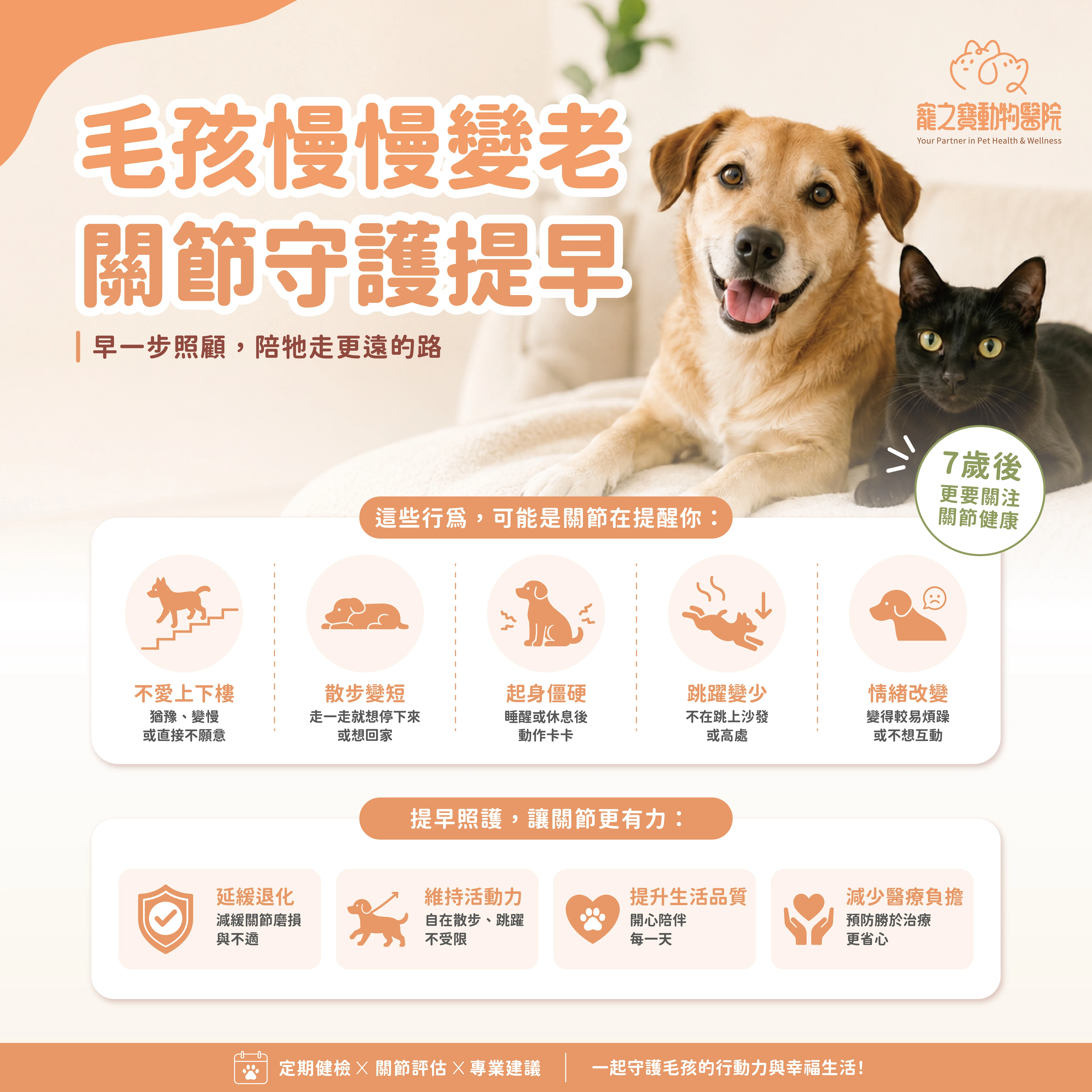 毛孩慢慢變老，關節提早守護