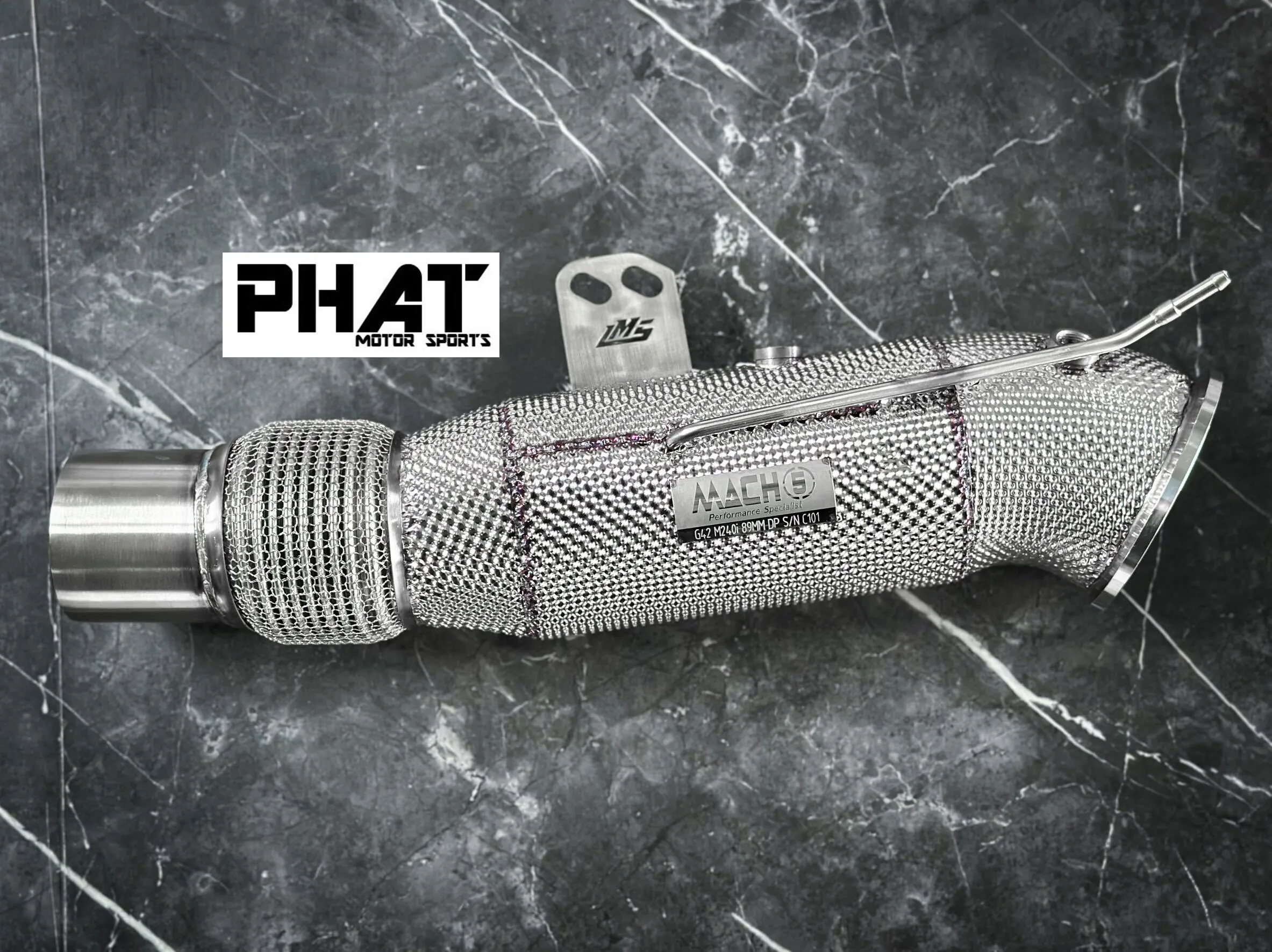Mach5 Performance 訂製加大管徑114mm_89mm 直通隔熱當派 Downpipe 
