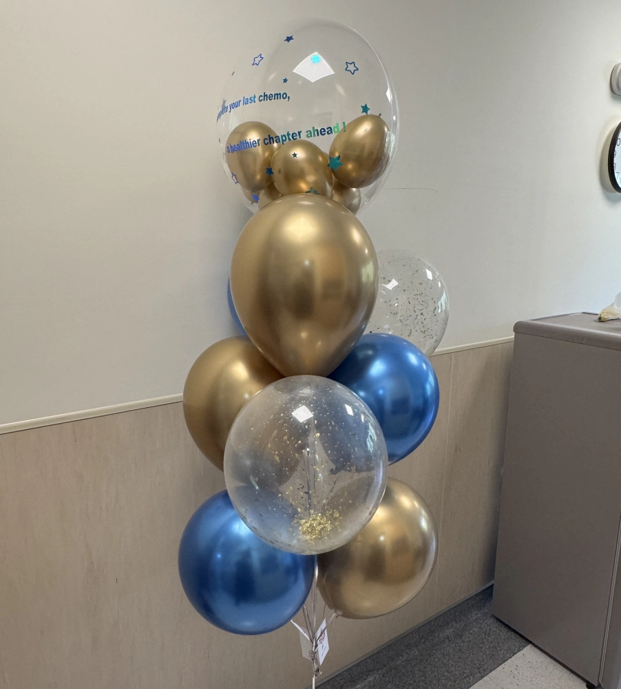 【閃耀新篇章】質感藍金空飄氣球組｜專屬客製化文字｜出院/康復祝賀首選