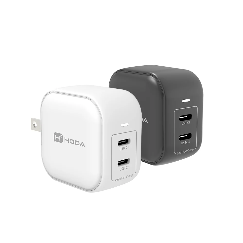 HODA  【45W GaN氮化鎵智慧方型雙孔電源供應器】