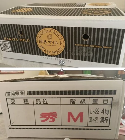 日本福岡博多蜜柑 . M -紅秀(4Kg )原裝箱