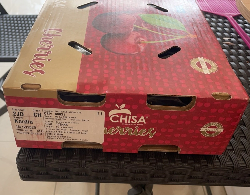 智利空運  Kordia 櫻桃#2JD(2.5Kg )原裝箱 