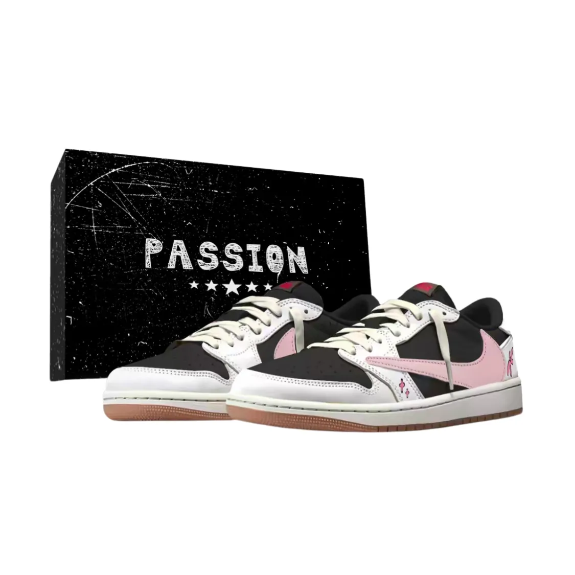 【PlumPrank】客製?Air Jordan 1 x Travis Scott 粉色小花 黑粉倒勾 板鞋 籃球鞋 假一賠十 配合legit 驗貨