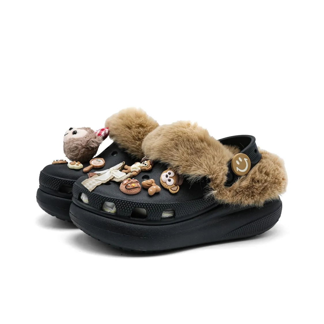客製球鞋CROCS卡駱馳毛絨巧克力