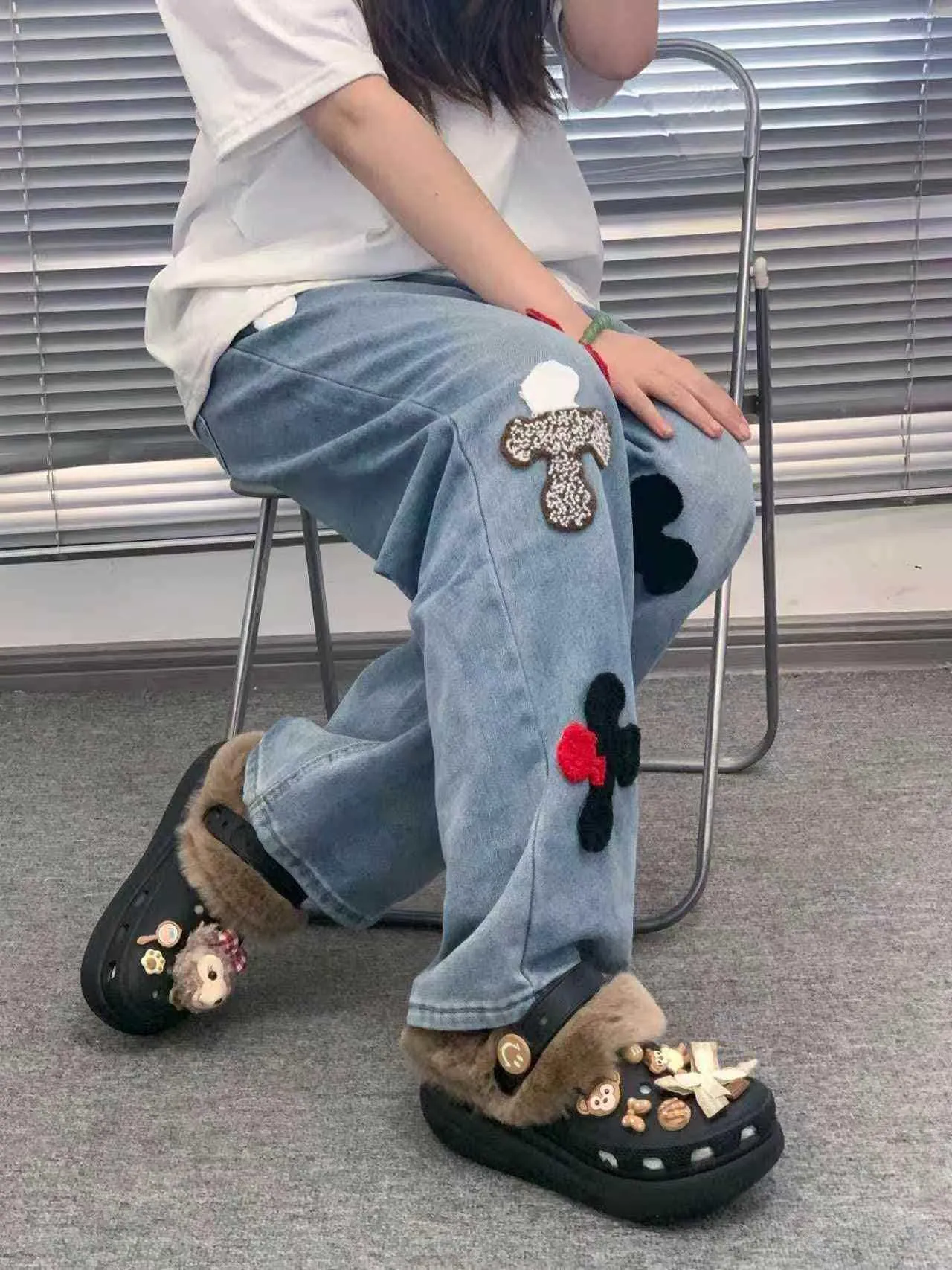 客製球鞋CROCS卡駱馳毛絨巧克力