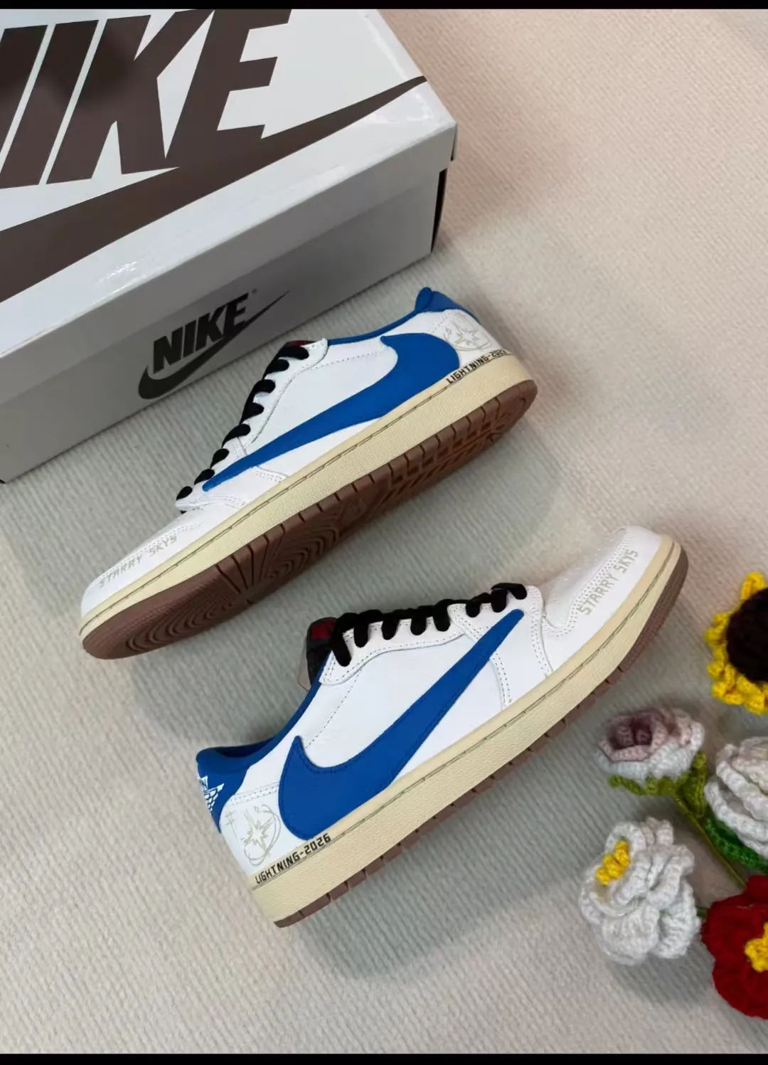 個性化客製球鞋NIKE藍白倒鉤