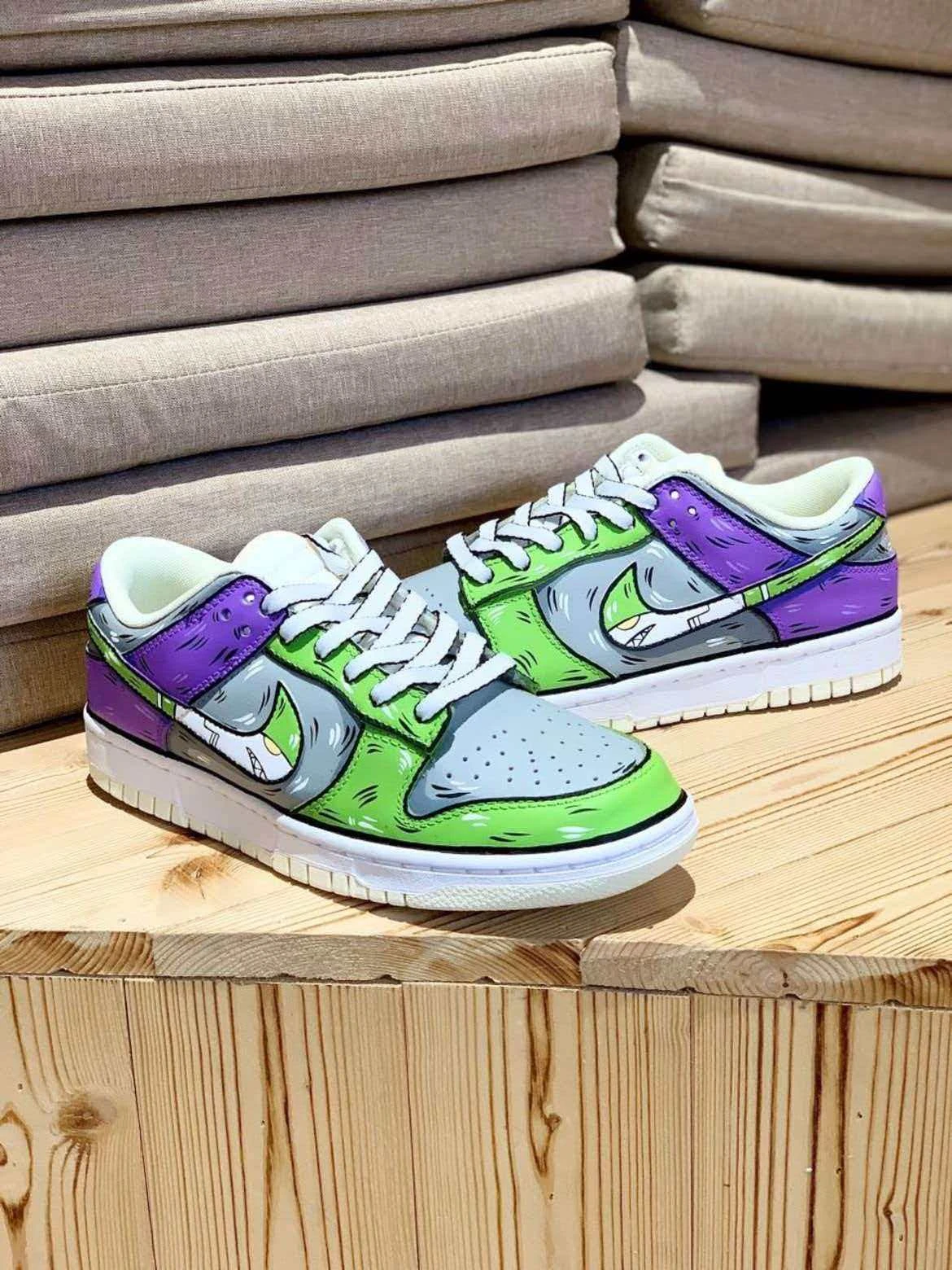 個性化客製球鞋NIKE鯊魚灰綠紫