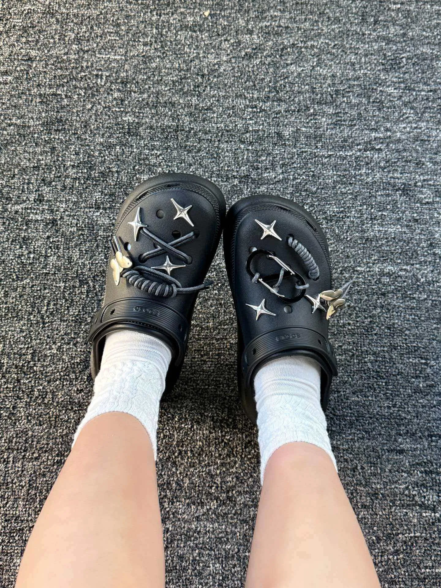 客製球鞋CROCS卡駱馳銀刺蝴蝶