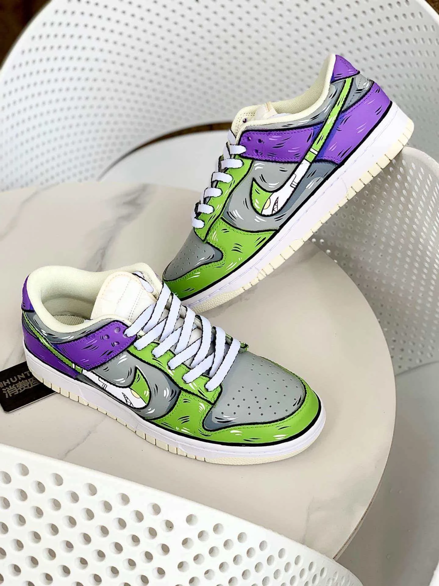 個性化客製球鞋NIKE鯊魚灰綠紫