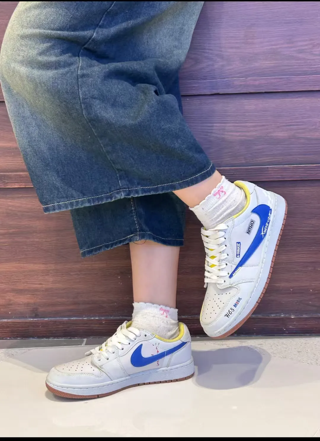 個性化客製球鞋NIKE灰藍倒鉤