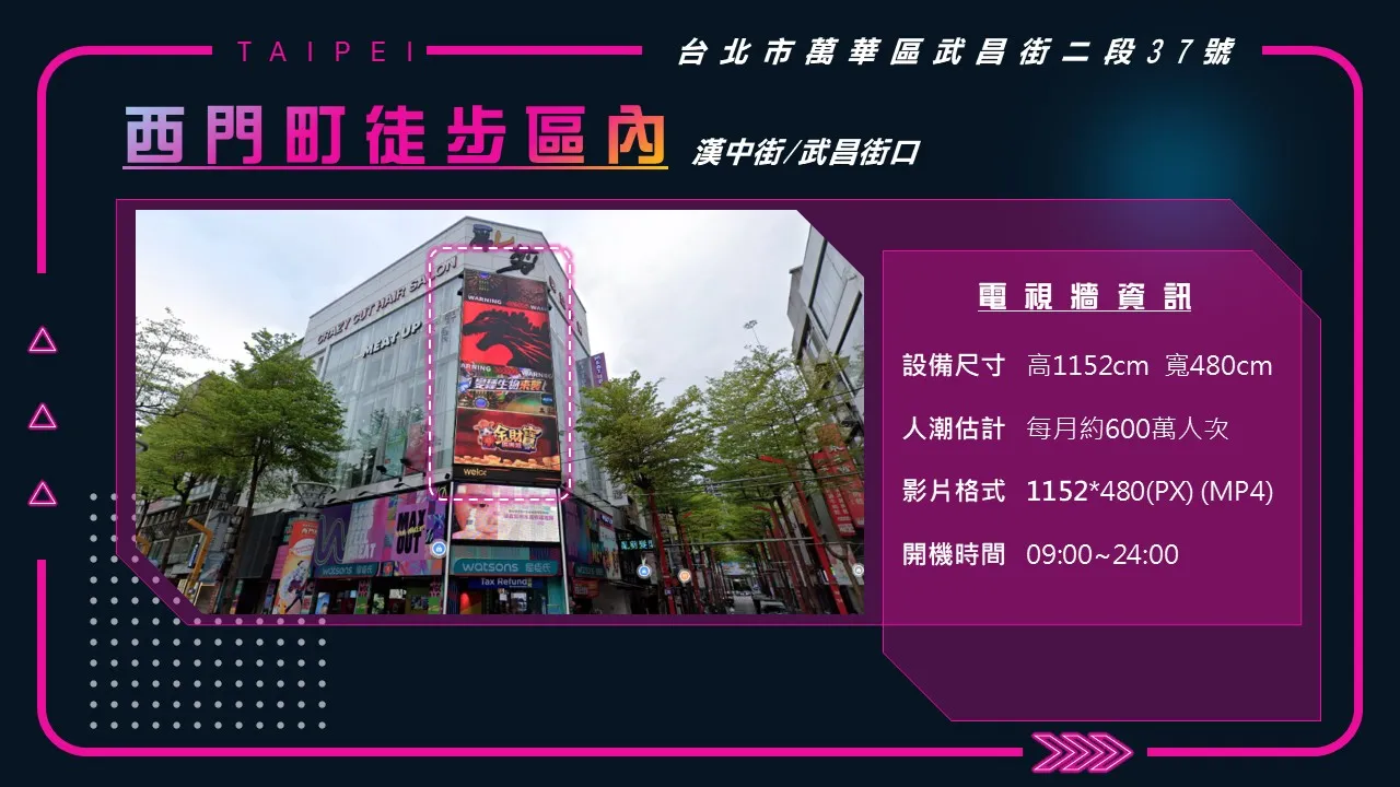 西門町徒步區內 漢中路/武昌街口