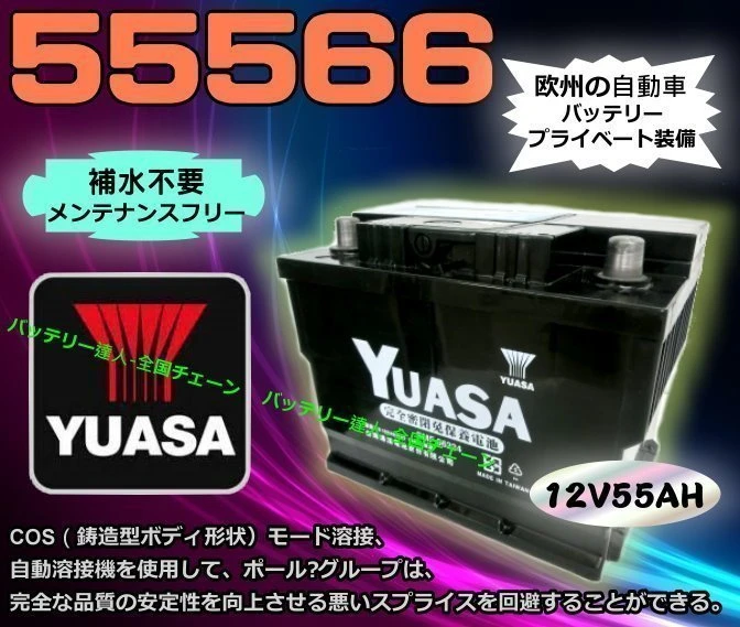 高雄汽車電池 YUASA 湯淺汽車電瓶 免保養 (55566) 55421 55530 56220 56240 統力電池