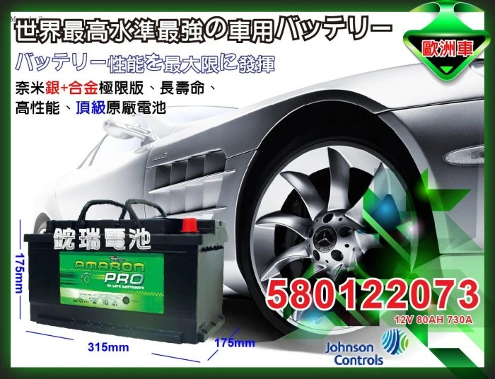 ☆鋐瑞電池☆ AMARON 愛馬龍 歐洲電瓶 DIN80 12V80AH 適用 58514 E39 MK3 限量100顆