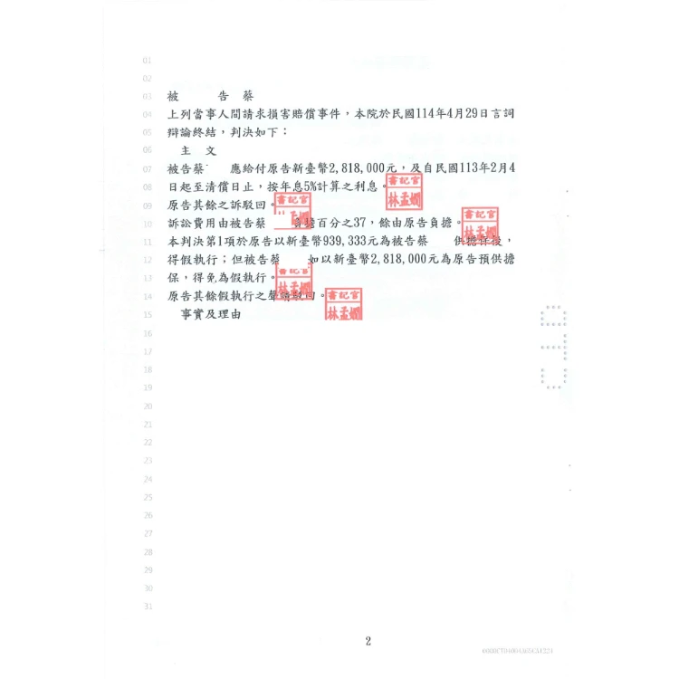 民事案件-損害賠償