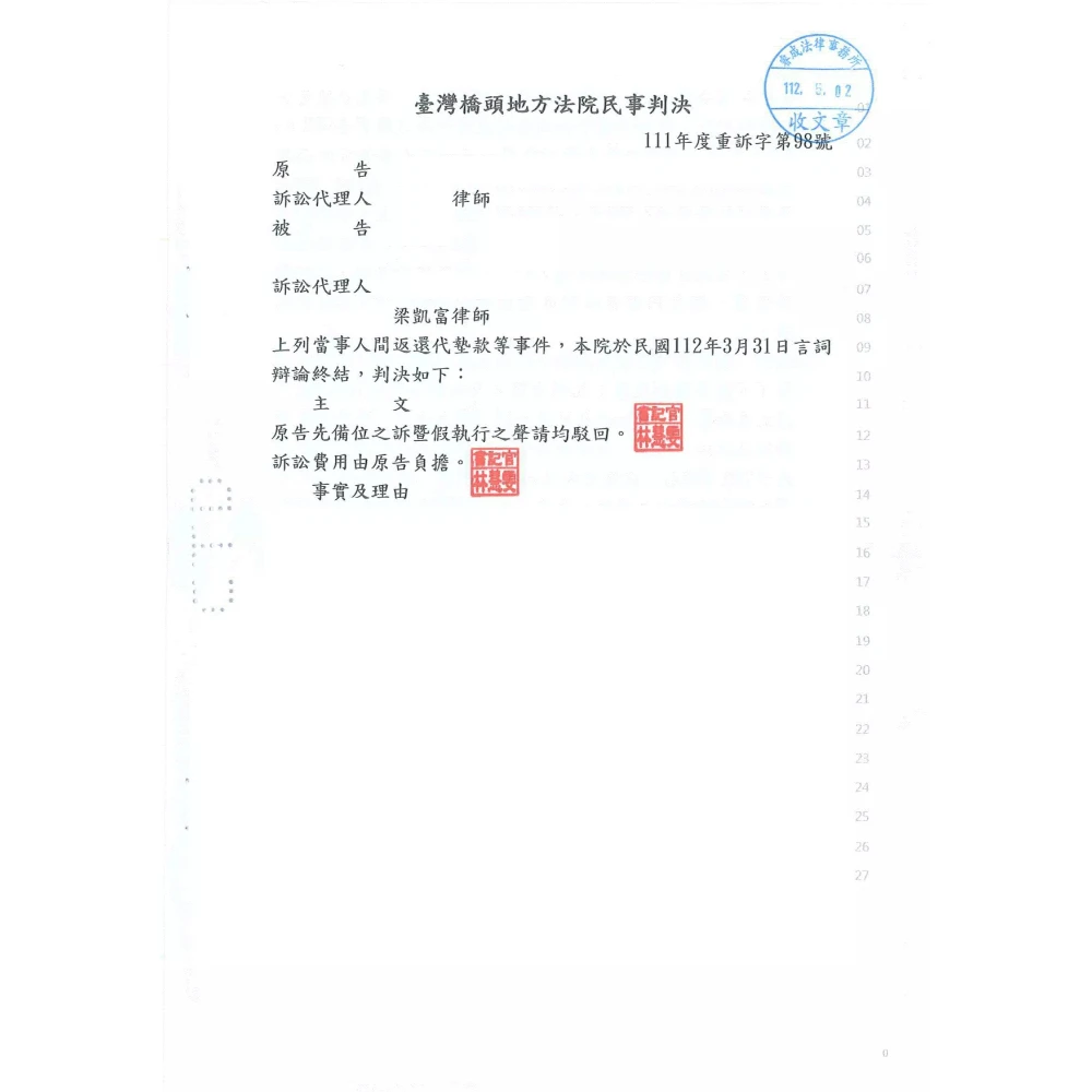 返還借款