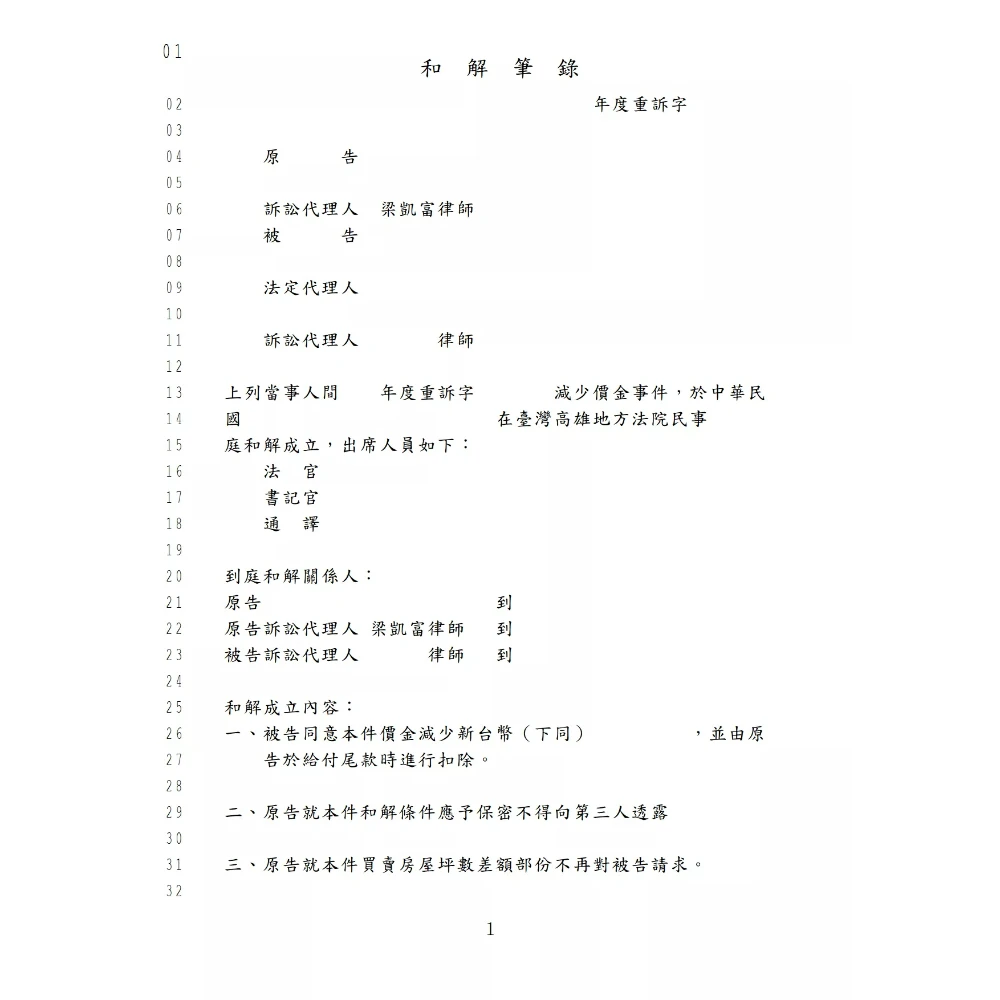 減少價金