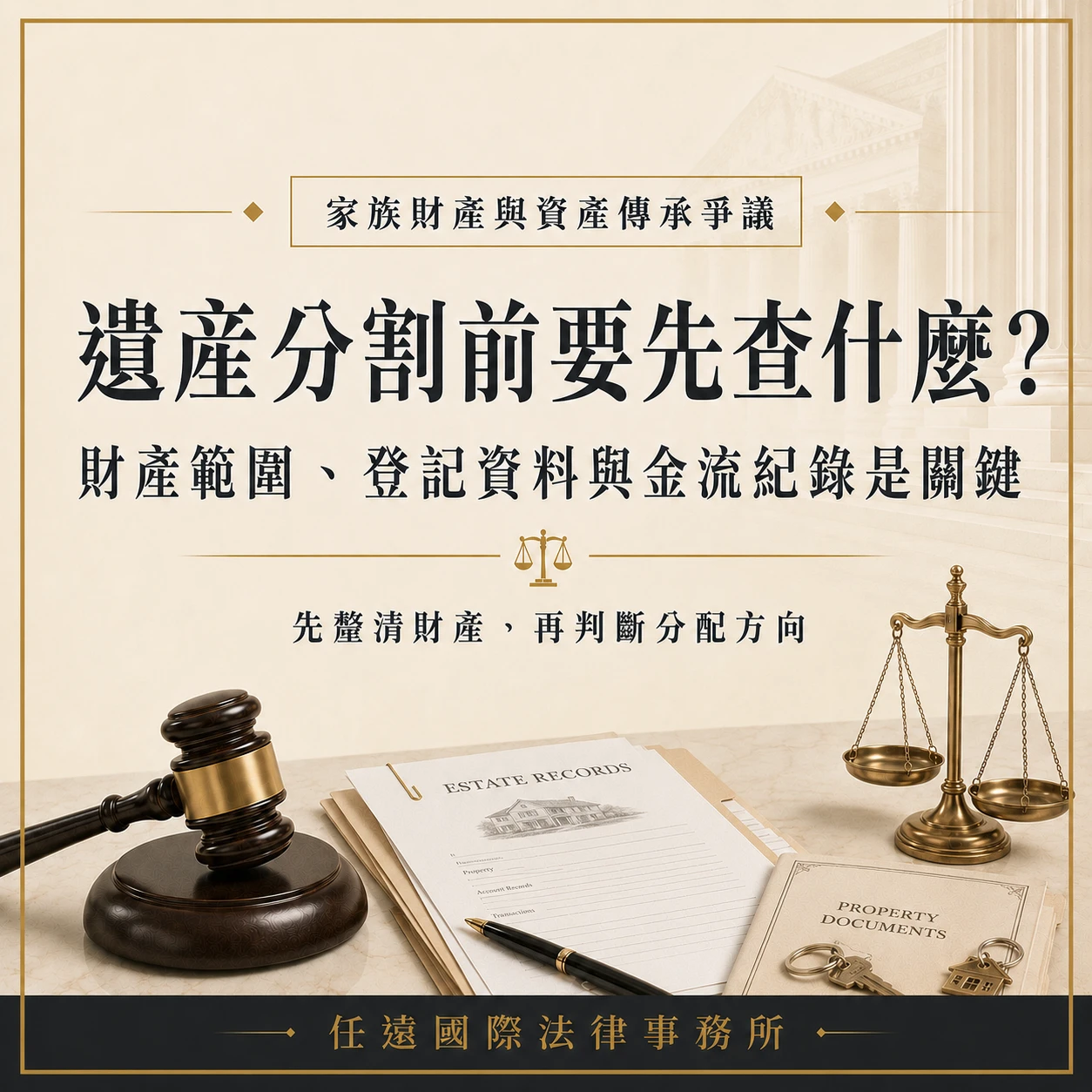 遺產分割前要查什麼？財產、登記與金流整理重點｜任遠國際法律事務所