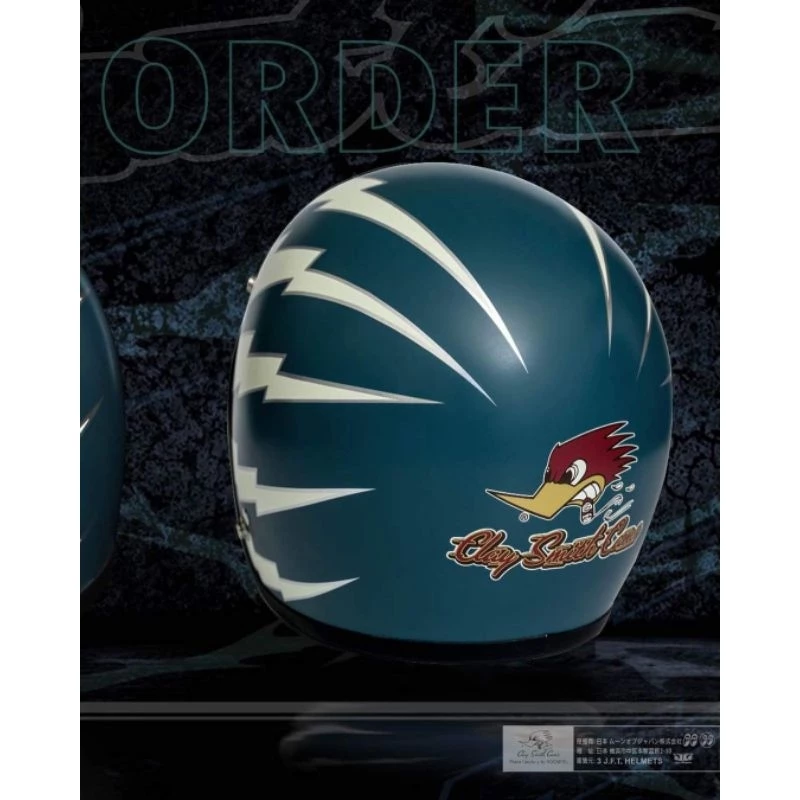 （買就送泡泡鏡）3JFT Helmets 閃電⚡️叼煙鷹 日式蛋型帽 平光藍 