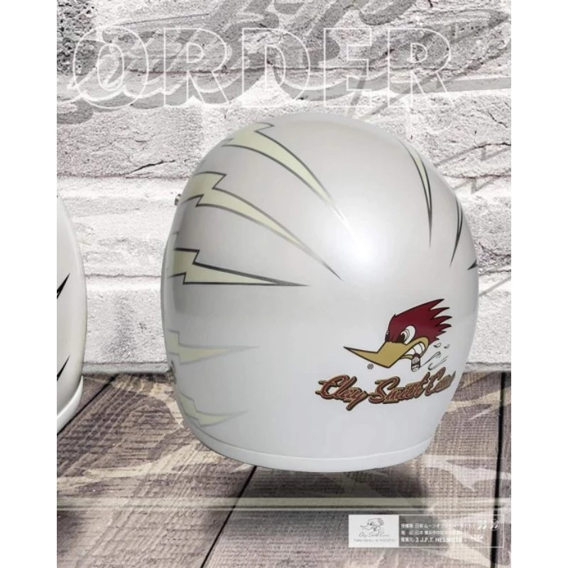 （買就送泡泡鏡）3JFT Helmets 閃電⚡️叼煙鷹 日式蛋帽體 平光白 