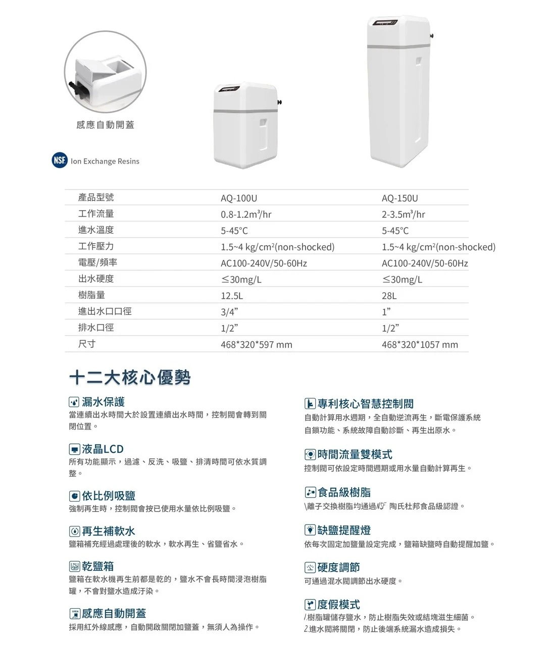 【AQUAS 淨工坊】AQ-100U(感應式) 全戶中央智能軟水機