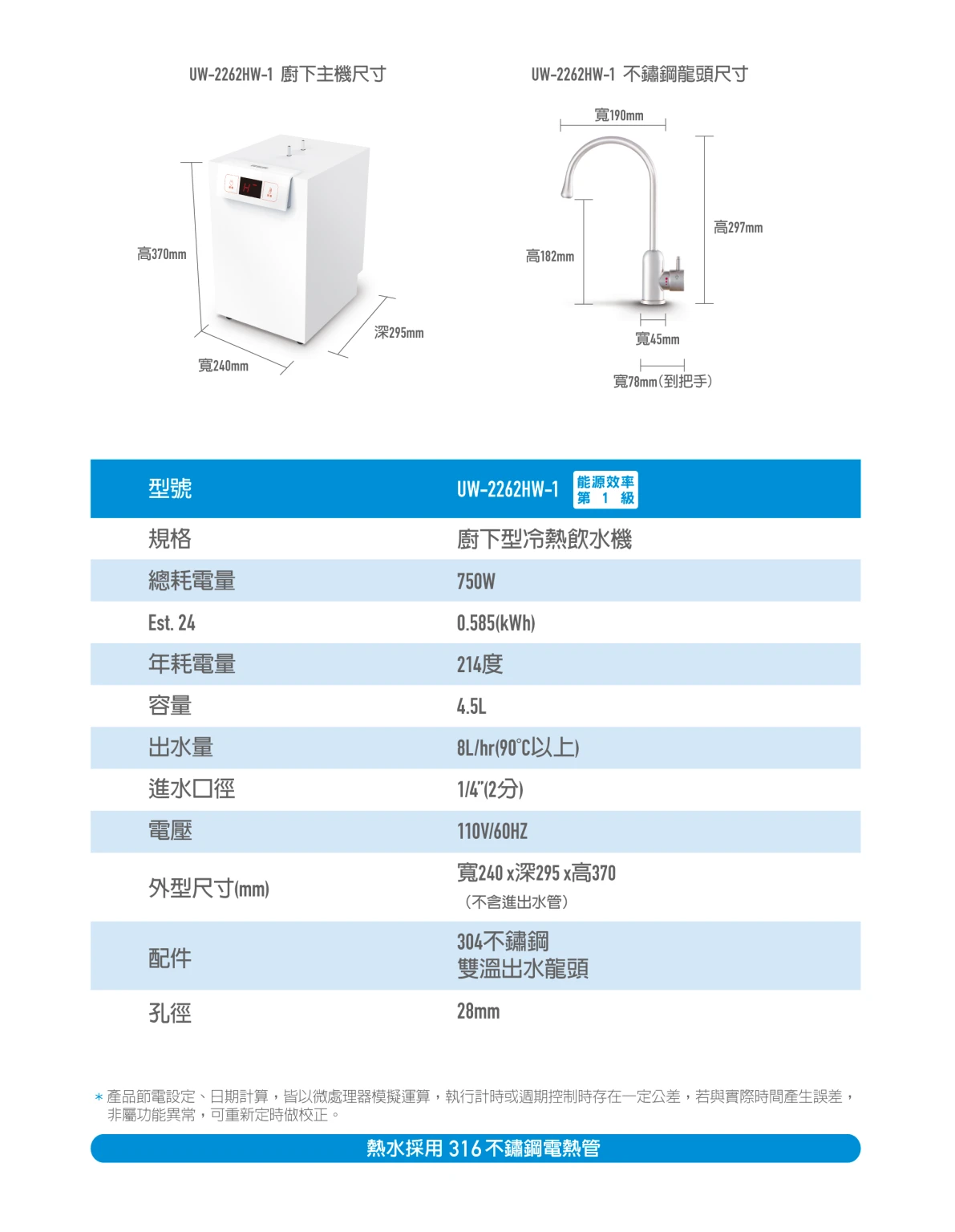 【賀眾牌】廚下型節能冷熱飲水機