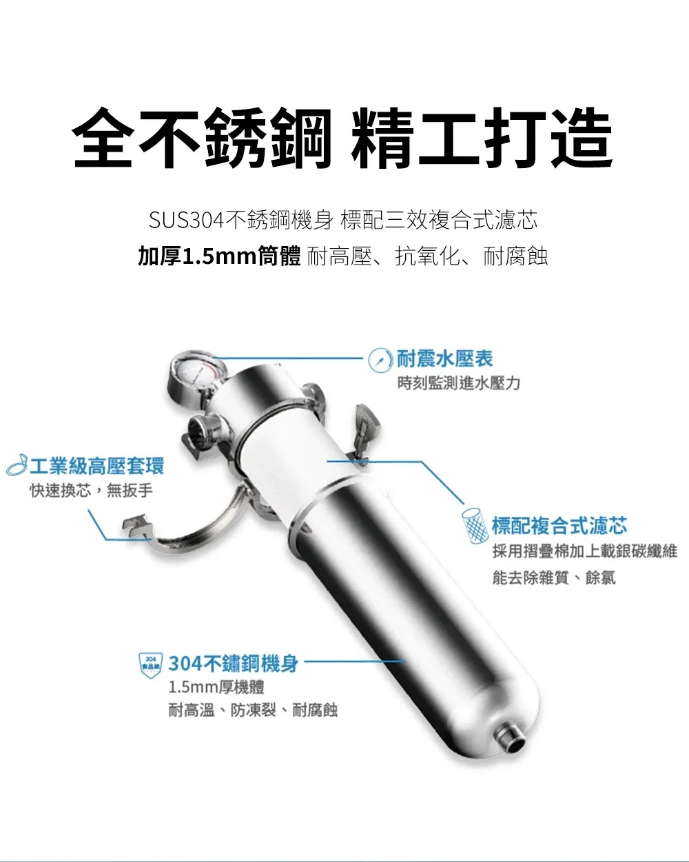 【AQUAS 淨工坊】AS20 全戶不銹鋼濾淨系統