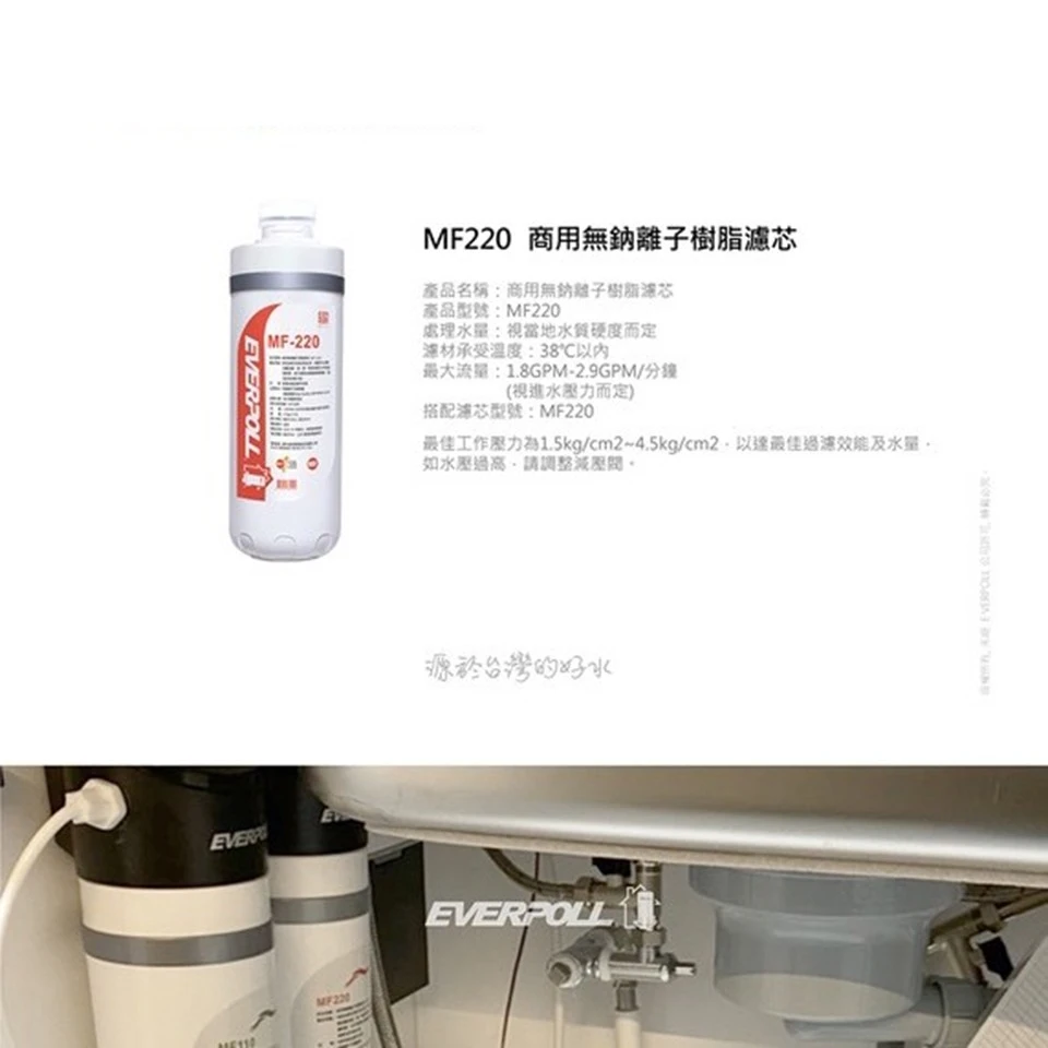 【EVERPOLL 愛科】商用無鈉離子樹脂濾芯
