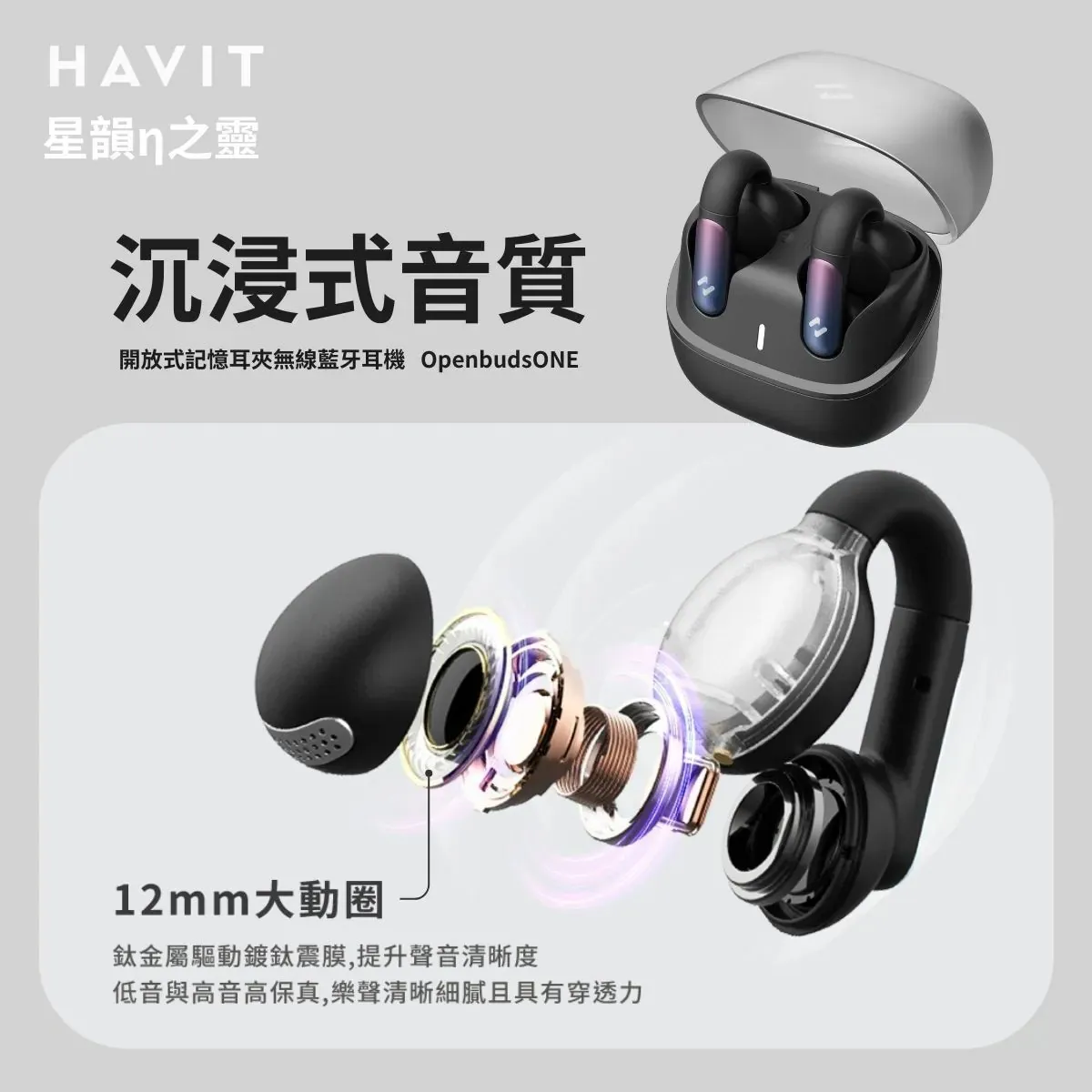 HAVIT 真無線開放式藍芽耳機