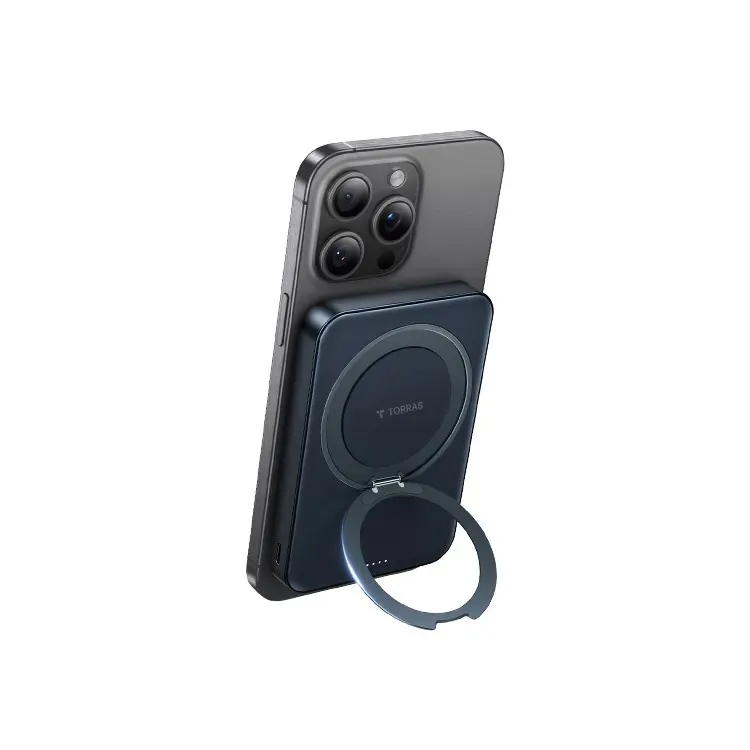 黑-Ostand Qi2 10000MAH 磁吸旋轉支架行動電源