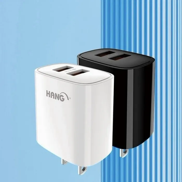 白 HANG C14B 2.1A 雙USB輸出旅充頭