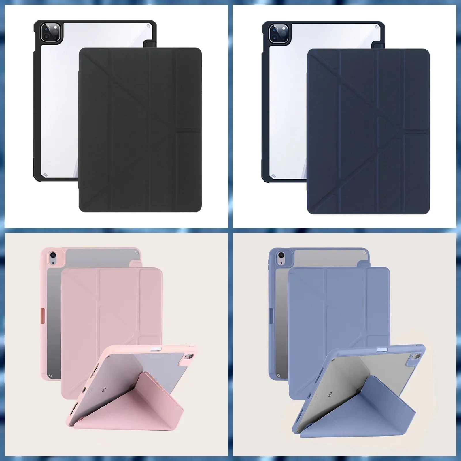 紫-APPLE IPAD MINI 6 /MINI7 Y折共用皮套(PC背板)