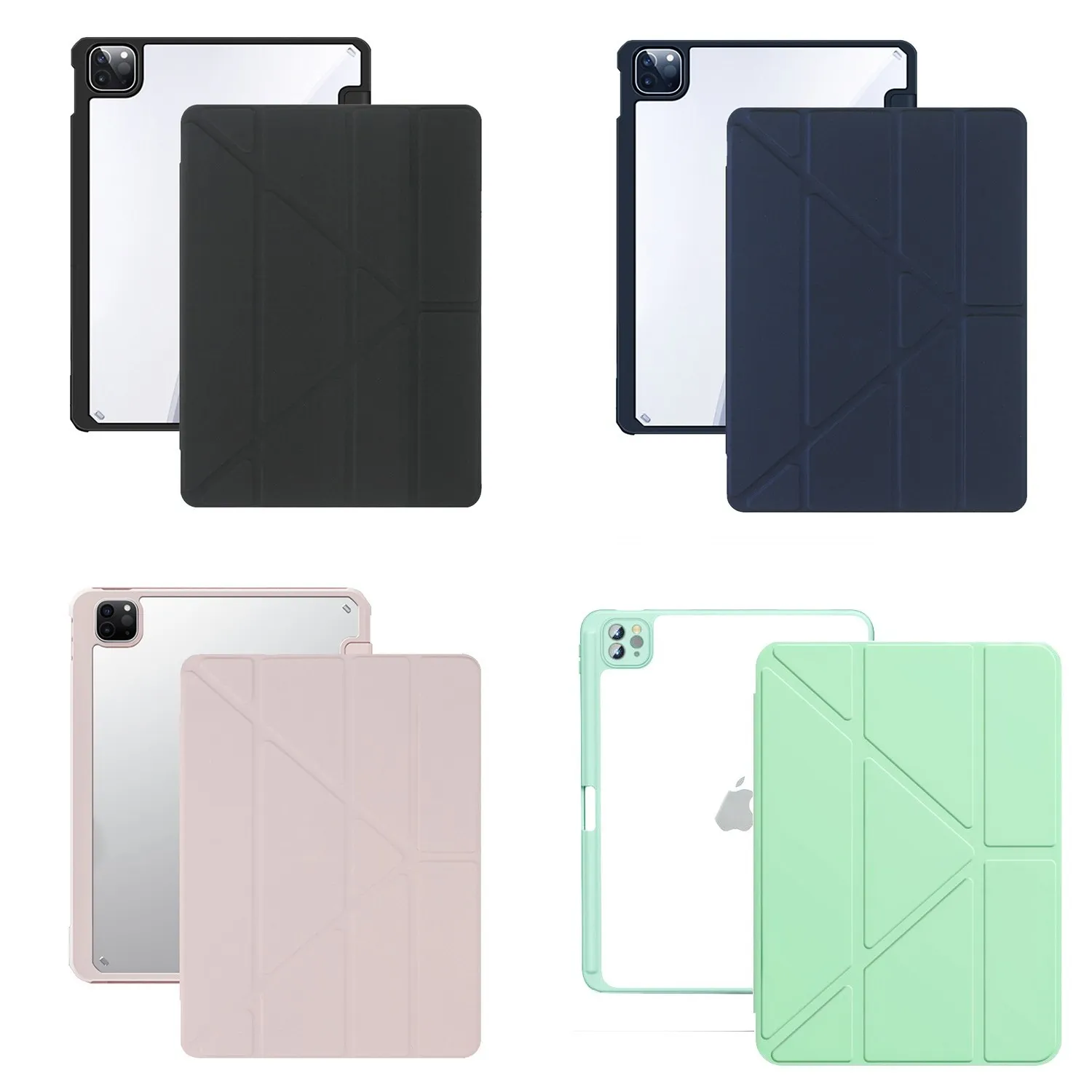 粉-IPAD 10 10.9 (2022) Y折皮套(PC背板)-暟